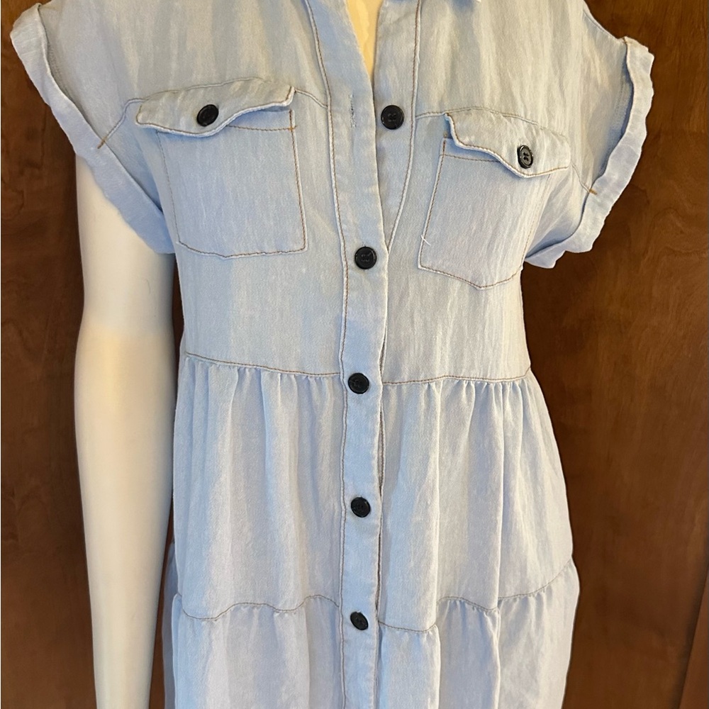 Umgee Light Denim Button-Up Dress